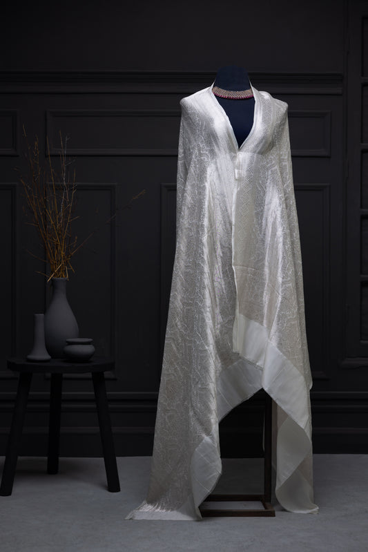 Silver Zari Banarsi Shawl